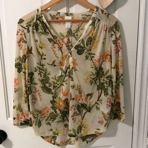 Lightweight hummingbird botanical shirt